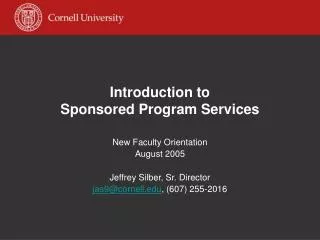 Introduction to Sponsored Program Services