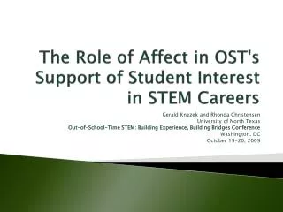 The Role of Affect in OST's Support of Student Interest in STEM Careers