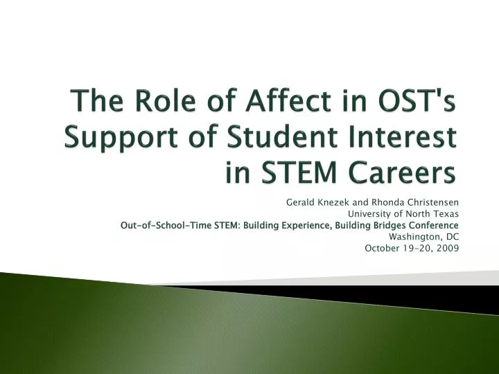 the role of affect in ost s support of student interest in stem careers