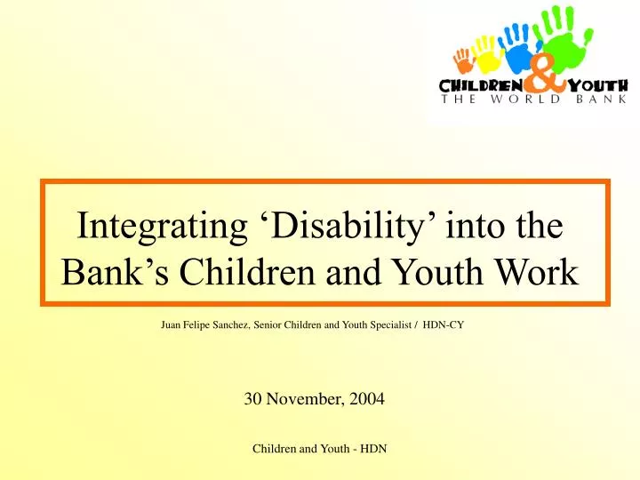 integrating disability into the bank s children and youth work