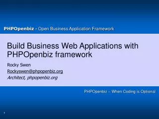 Build Business Web Applications with PHPOpenbiz framework