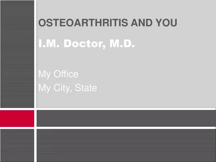 osteoarthritis and you