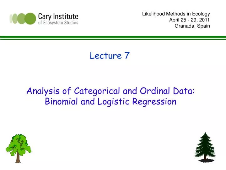 analysis of categorical and ordinal data binomial and logistic regression