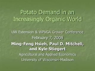 Potato Demand in an Increasingly Organic World