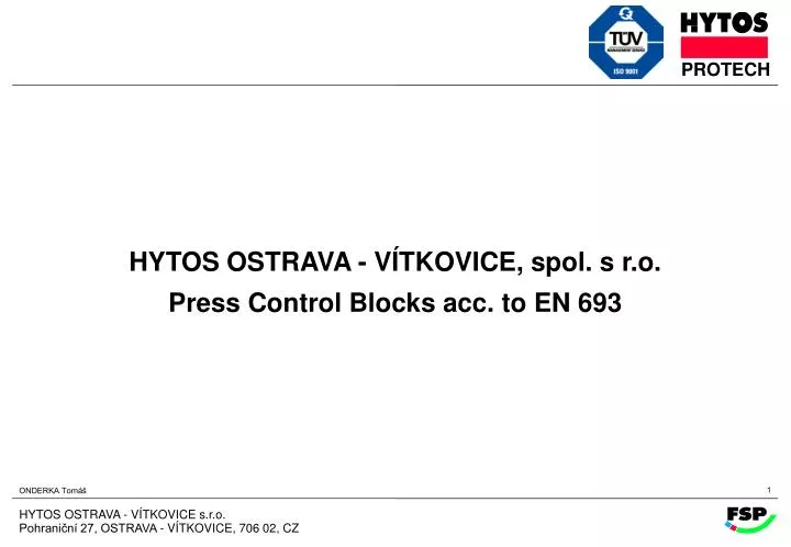 hytos ostrava v tkovice spol s r o press control blocks acc to en 693