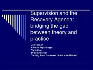 Supervision and the Recovery Agenda: bridging the gap between theory and practice