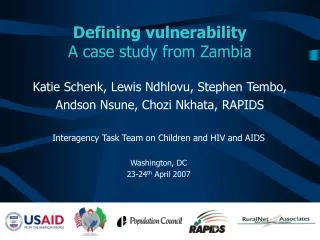 Defining vulnerability A case study from Zambia