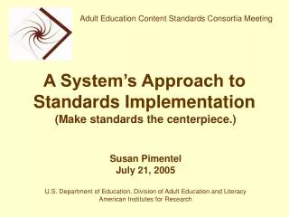 A System’s Approach to Standards Implementation