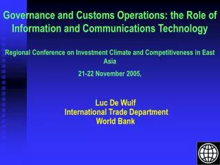 Luc De Wulf International Trade Department World Bank