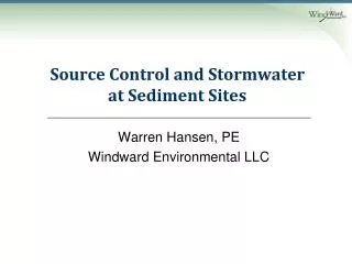 Source Control and Stormwater at Sediment Sites