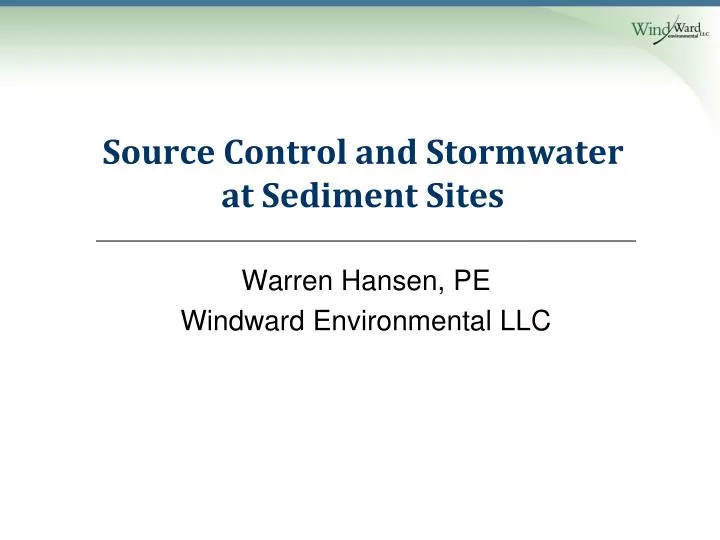 source control and stormwater at sediment sites