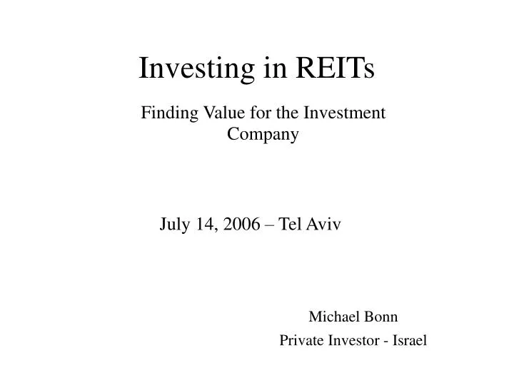 michael bonn private investor israel