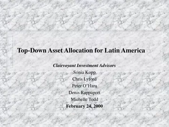 top down asset allocation for latin america