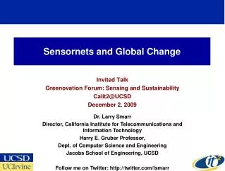 Sensornets and Global Change
