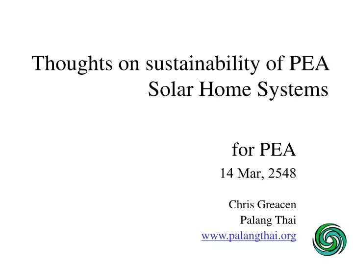 thoughts on sustainability of pea solar home systems