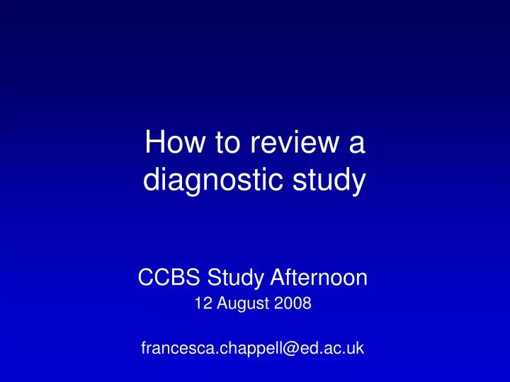 how to review a diagnostic study
