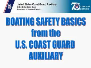 BOATING SAFETY BASICS from the U.S. COAST GUARD AUXILIARY