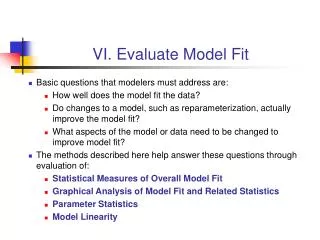 VI. Evaluate Model Fit