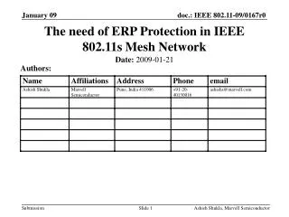 The need of ERP Protection in IEEE 802.11s Mesh Network