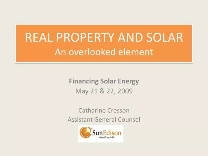 real property and solar an overlooked element