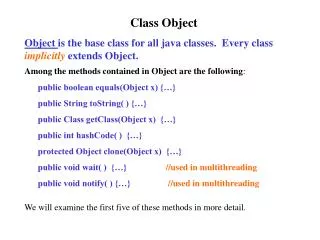 Class Object