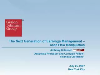 The Next Generation of Earnings Management – Cash Flow Manipulation