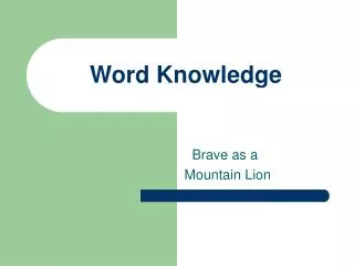 Word Knowledge