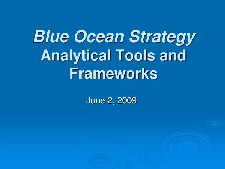 blue ocean strategy analytical tools and frameworks