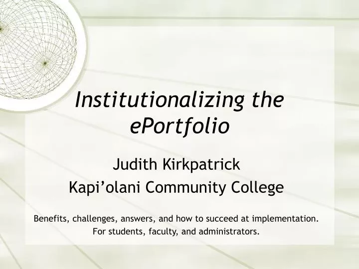 institutionalizing the eportfolio