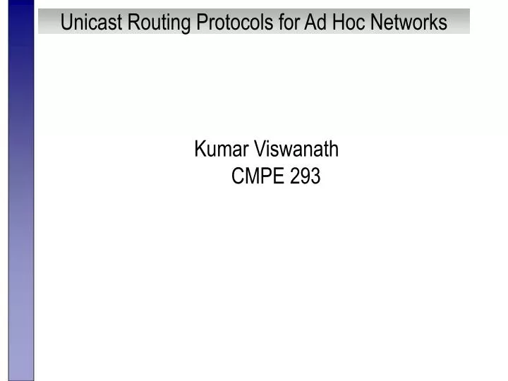 unicast routing protocols for ad hoc networks