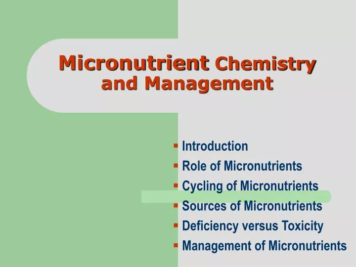 micronutrient chemistry and management