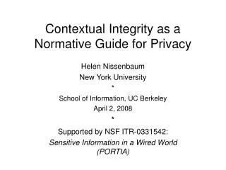 Contextual Integrity as a Normative Guide for Privacy