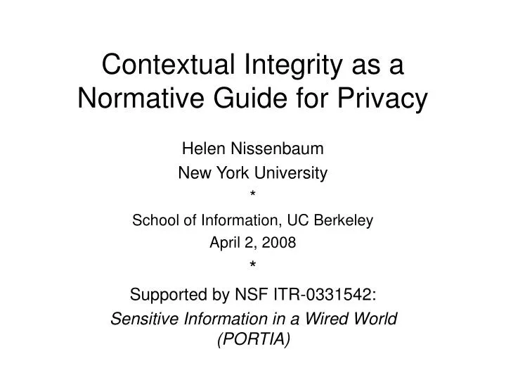 contextual integrity as a normative guide for privacy