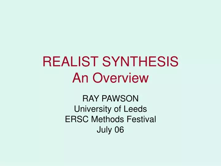 realist synthesis an overview