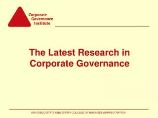 The Latest Research in Corporate Governance