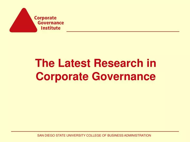 the latest research in corporate governance