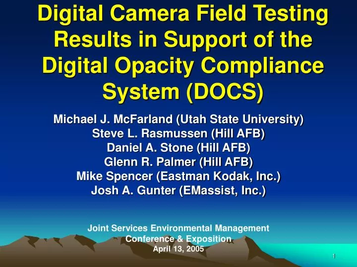 digital camera field testing results in support of the digital opacity compliance system docs