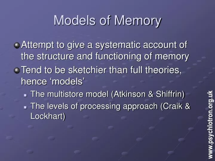 models of memory