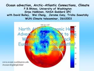 North Atlantic Oceanic Heat Advection is Important to the Wintertime Storm Track, Eurasian climate and weather and Globa