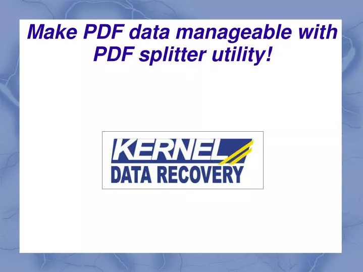make pdf data manageable with pdf splitter utility