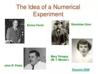 The Idea of a Numerical Experiment
