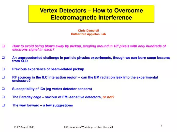 vertex detectors how to overcome electromagnetic interference