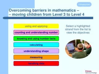 Overcoming barriers in mathematics – – moving children from Level 3 to Level 4