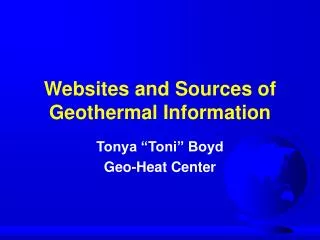 Websites and Sources of Geothermal Information