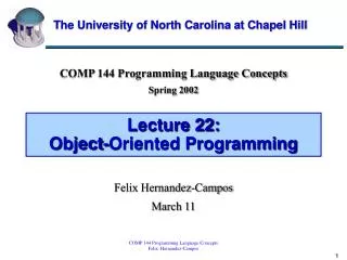 Lecture 22: Object-Oriented Programming