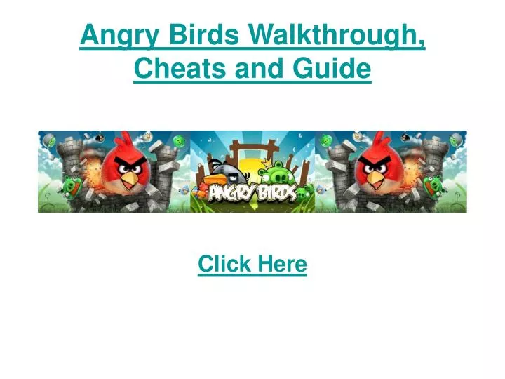 angry birds walkthrough cheats and guide