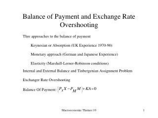 Balance of Payment and Exchange Rate Overshooting