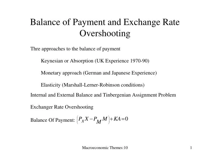 balance of payment and exchange rate overshooting