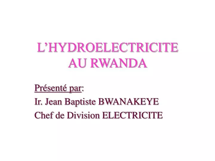 l hydroelectricite au rwanda