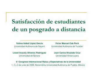 satisfacci n de estudiantes de un posgrado a distancia